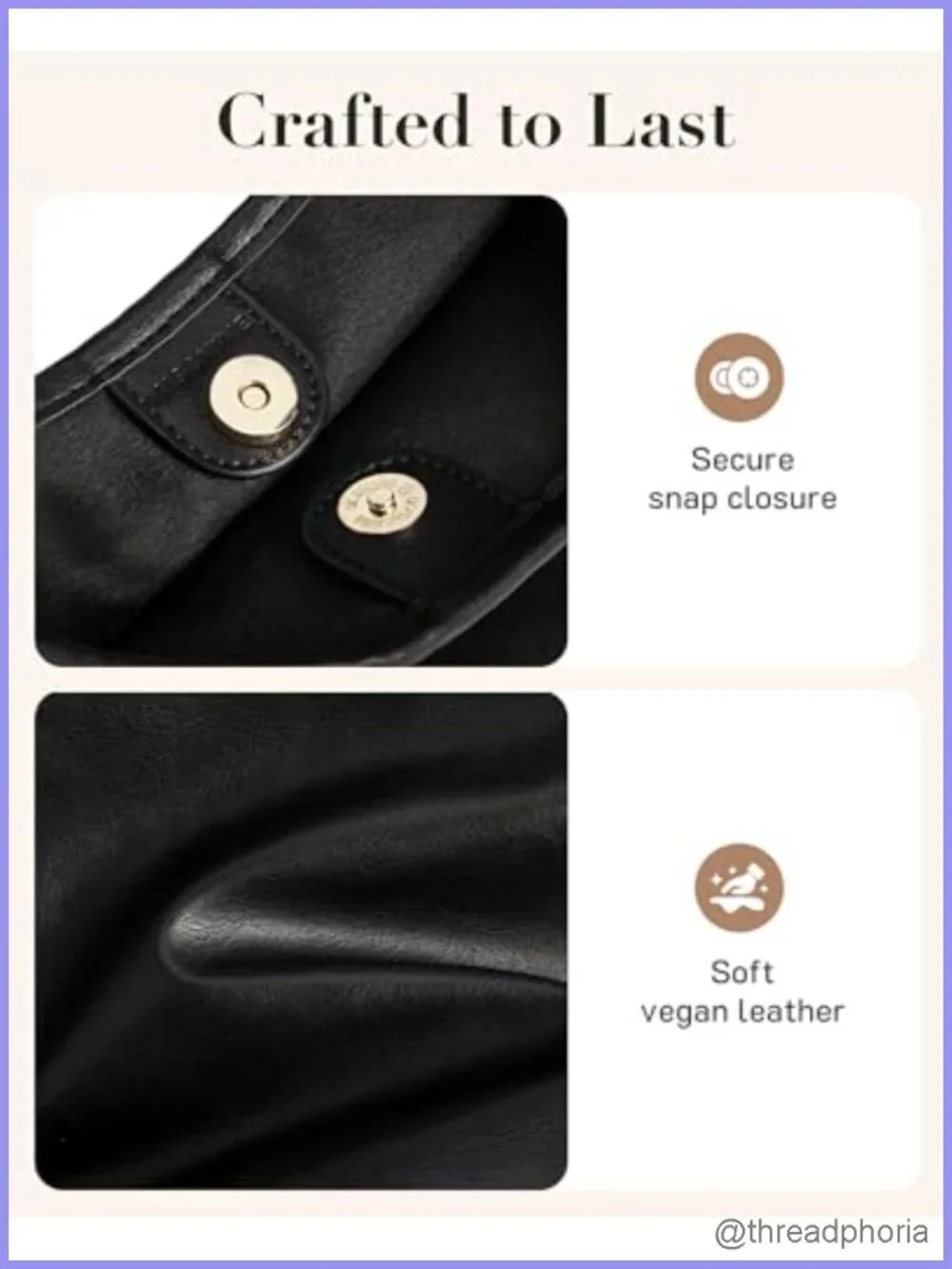 Vegan Leather Hobo Shoulder Bag Crossbody Tote with Pouch